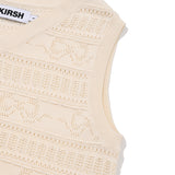 RIBBON CROCHET CROP KNIT VEST [IVORY]