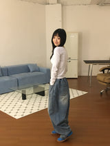 オーバーユニセックスデニムパンツ(1color)