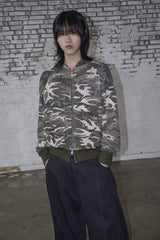 Waffle Ghost Camo Star Zip-Up Hoodie Beige