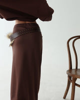 a mink fur ethnic wide belt