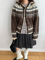 Nordic Mood Vintage Hooded Knit Cardigan