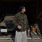 カモフラージュジッパーフーデッドジャケット