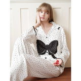 Black and white polka dot printed pajamas｜Suitable for all seasons
