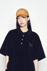 25SS TERRY LOGO EMBO SHORT SLEEVE COLLAR T-SHIRT BLACK