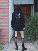 SNAP COLLAR SWEATSHIRT_SCALF SET (BLACK)
