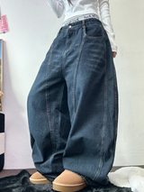 バックタトゥーレタリングバルーンデニムロングパンツ 🩵3サイズ