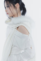 CARRIE HOODED MUFFLER ivory