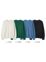 Cropped Fluffy Round Neck Knit 4COLOR