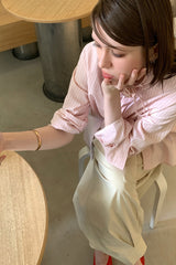 ブローチストライプシャツ_PINK