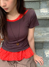 Kosel U-neck Side Shirring Short Sleeve Tee
