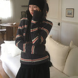 Hapip Fur Color Stripe Zip-Up