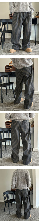 [F/W] Wool stripe banding pants