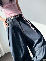Chain Stitch Raw Denim Balloon Pants 1color