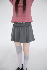 ボタンシャーリングショートスカートパンツ(2colors)