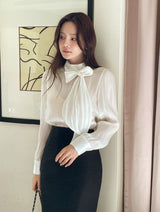 Neju Bling Satin Tie Blouse