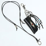 turquoise leather cord beads necklace & lighter case black