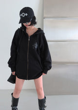 [UNISEX] Chrome Patch オーバーサイズフィット フード付きジップアップジャケット