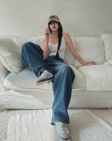 Lock Adjust Button Balloon Denim Pants