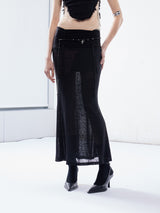 Emoha punk  printed Tencel slightly transparent spicy スリムフィッシュテールスカート