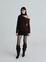 Muffler symbol knit set (Brown)
