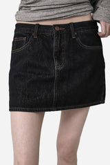 Embroidered Western Raw Denim Skirt