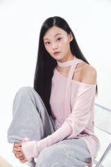 ニットタイロングスリーブセット ピンク