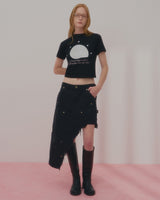 チャーミングシェルクロップTシャツ-BLACK
