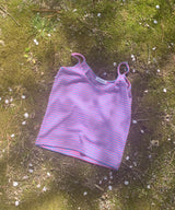 [MADE]Blueberry Punching Striped Semi-Crop Sleeveless Top (2 Colors) 