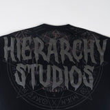 HIERARCHY STUDIOS Spellbound - ブラックグランジワイドオーバーサイズTシャツ