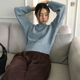 メルドリップネックオフショルダー長袖ニット
