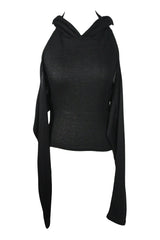 [春] - Drape hood T (Black/Gray)