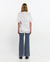 Velvet print Oversized T-Shirt _ WHITE