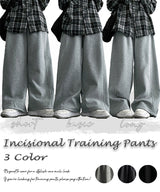[3-length][S–3XL]NIT カットワイドスウェットパンツ (3 colors)