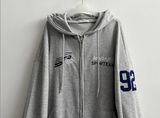 Moco Number Patch Embroidery Overfit Two Way Hooded Zip-Up