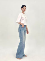 2ND REORDER EMBROIDERED FLARE JEANS code 25101
