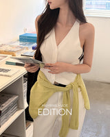 [MADE] Kin halter‑neck button sleeveless