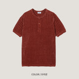 Veloa ribbed henley neck knit (4color)