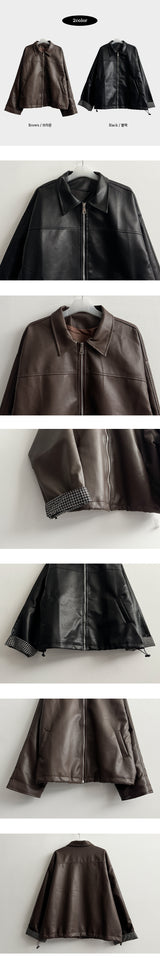 Luke Sleeve Check Overfit Leather Jumper 