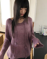 ノーズフラワーボートネックルーズフィットロングニット
