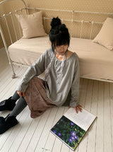 26FW★ [BAONHAUS] レニル シャーリング レイヤード ロングスリーブ Tシャツ