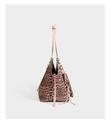 Star Keyring Leopard Print Oversized Tote Bag
