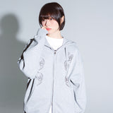 CAT FOOTPRINT GRAPHIC HOOD ZIP-UP (MELANGE)