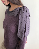 ベルティック ドットリボン オフショルダー Tシャツ