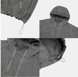 Slant-washed hooded field jacket