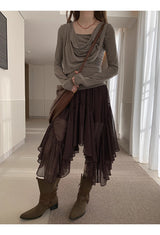 Cozy Soft Shirring Long Sleeve T-shirt