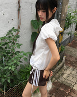 [MADE] Tarot Dot Shirring Ribbon Puff Semi-Zipup Anorak
