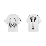 RE-BONE (Skeleton Line)スケルトンプリント ダメージ ルーズTシャツ