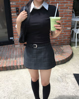 チェックラップスカートパンツ (ベルトセット)