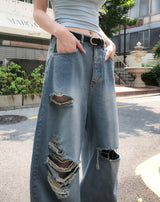 Pave Vintage Damage Balloon Denim Pants