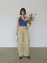 DOT HALTER CROP TOP (NAVY, BLACK 2COLORS!)